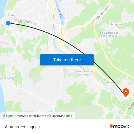 Alprech to Isques map