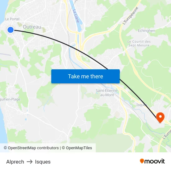 Alprech to Isques map