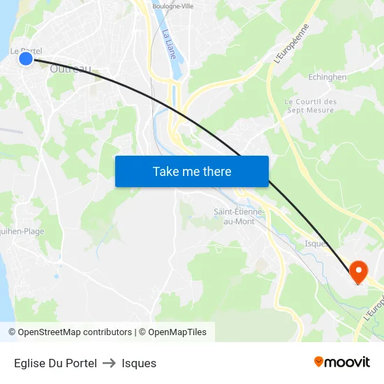 Eglise Du Portel to Isques map
