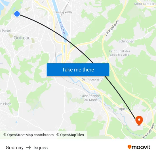 Gournay to Isques map