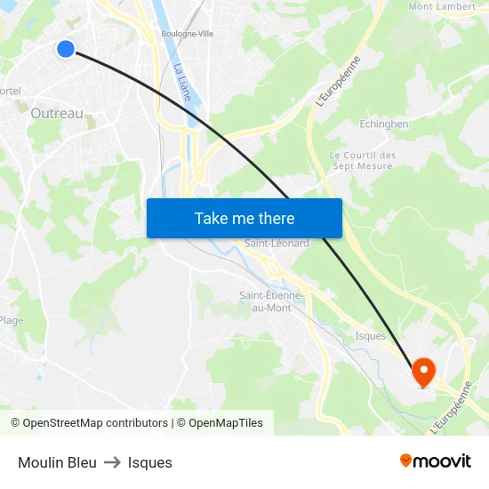 Moulin Bleu to Isques map