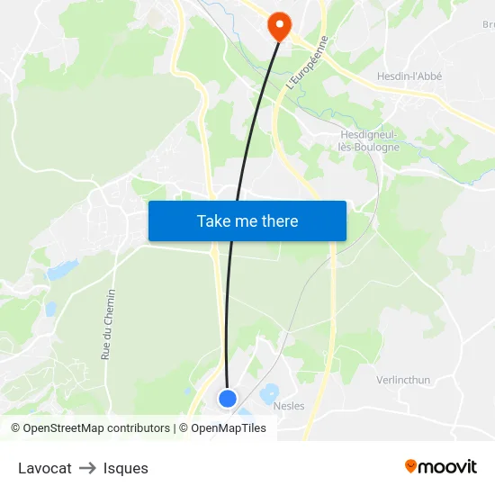 Lavocat to Isques map