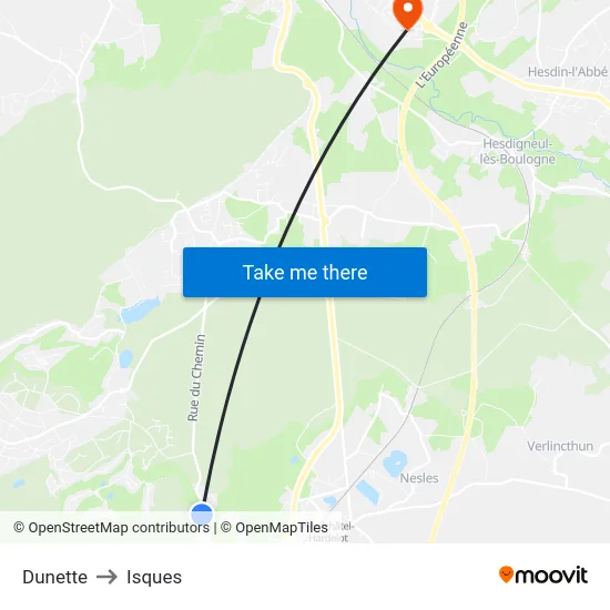 Dunette to Isques map