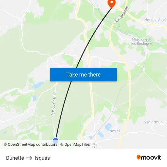 Dunette to Isques map