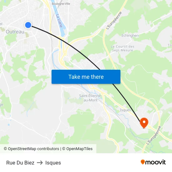 Rue Du Biez to Isques map