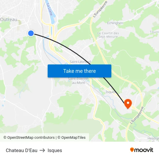 Chateau D'Eau to Isques map