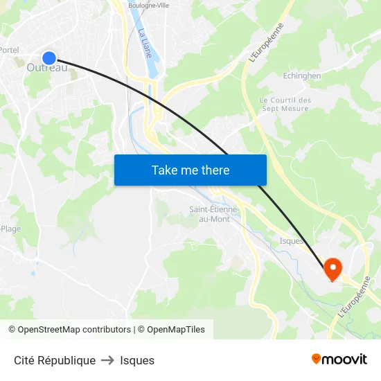 Cité République to Isques map