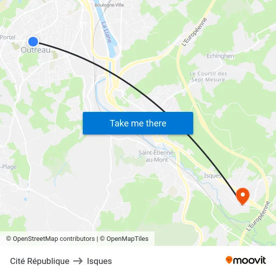 Cité République to Isques map