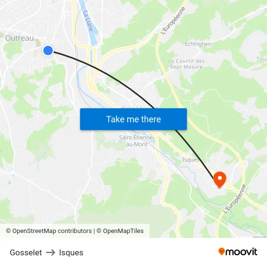 Gosselet to Isques map