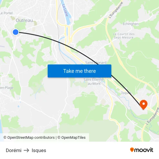 Dorémi to Isques map