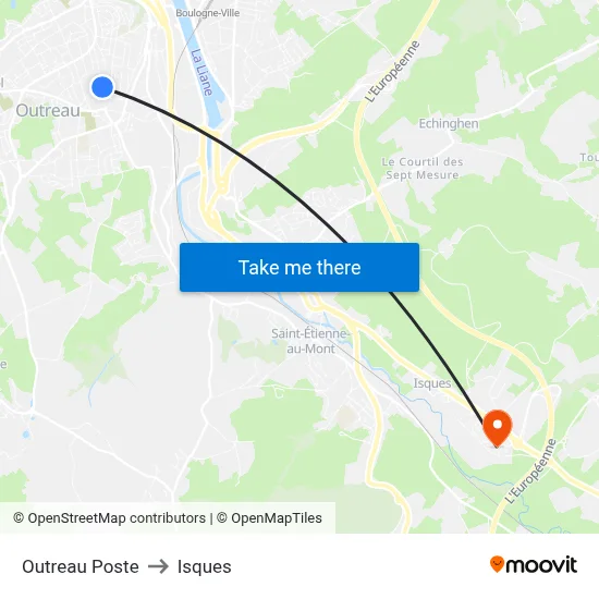 Outreau Poste to Isques map