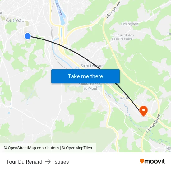 Tour Du Renard to Isques map