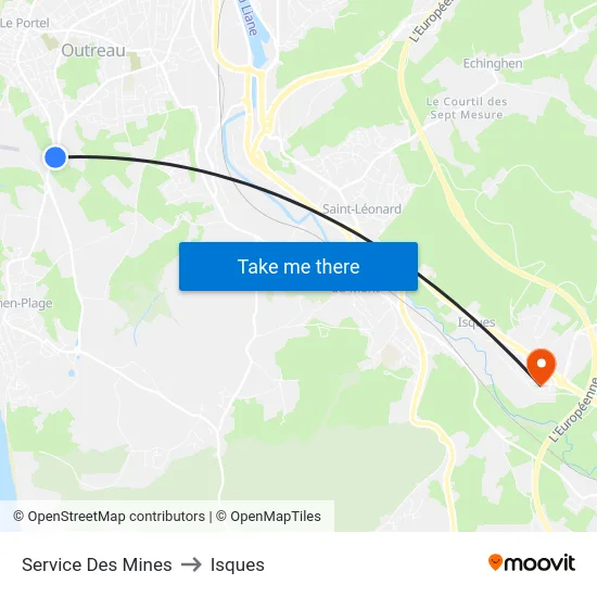 Service Des Mines to Isques map