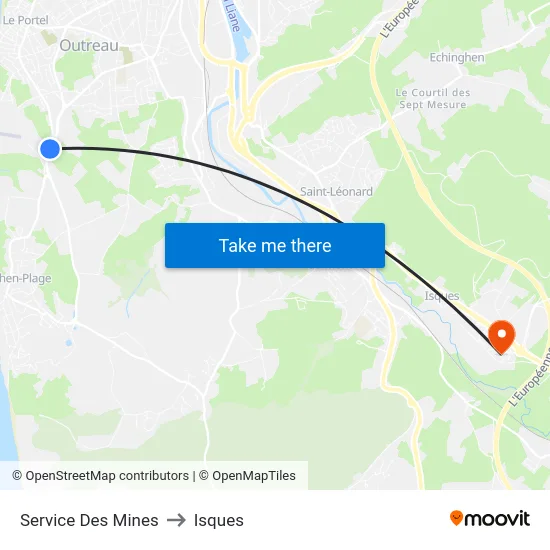 Service Des Mines to Isques map