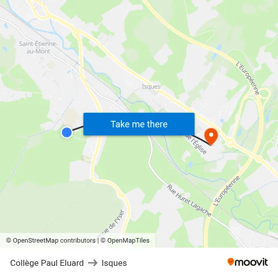 Collège Paul Eluard to Isques map