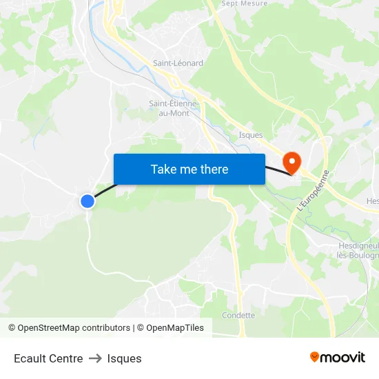 Ecault Centre to Isques map