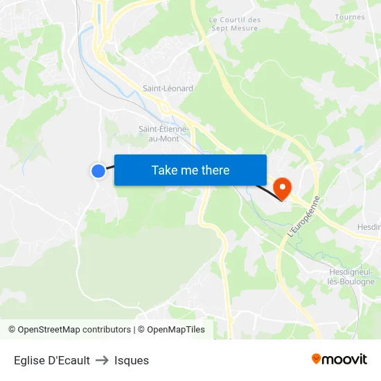 Eglise D'Ecault to Isques map