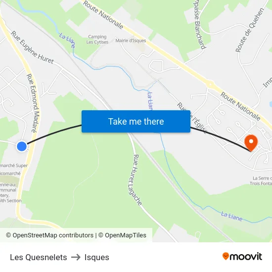 Les Quesnelets to Isques map