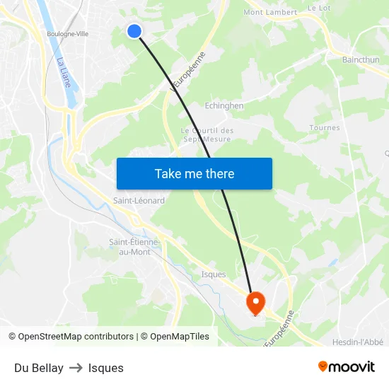 Du Bellay to Isques map