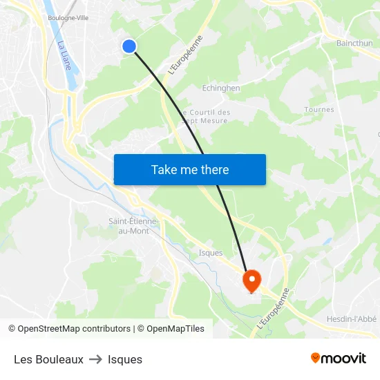 Les Bouleaux to Isques map