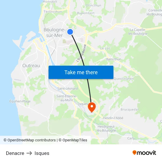 Denacre to Isques map