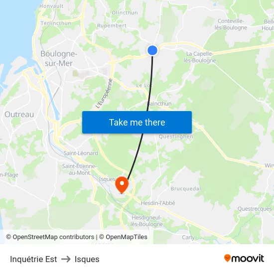 Inquétrie Est to Isques map