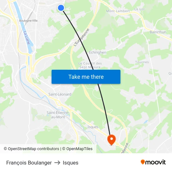 François Boulanger to Isques map