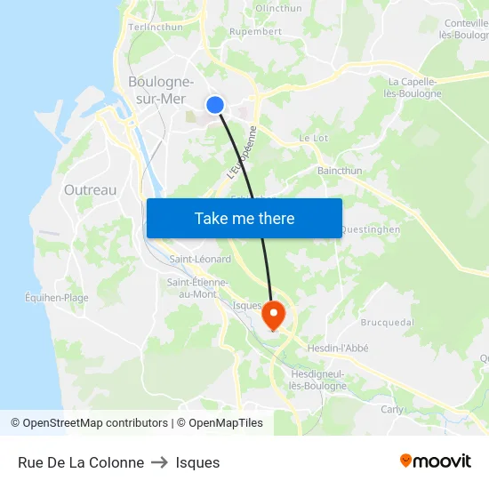 Rue De La Colonne to Isques map