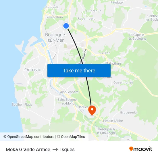 Moka Grande Armée to Isques map