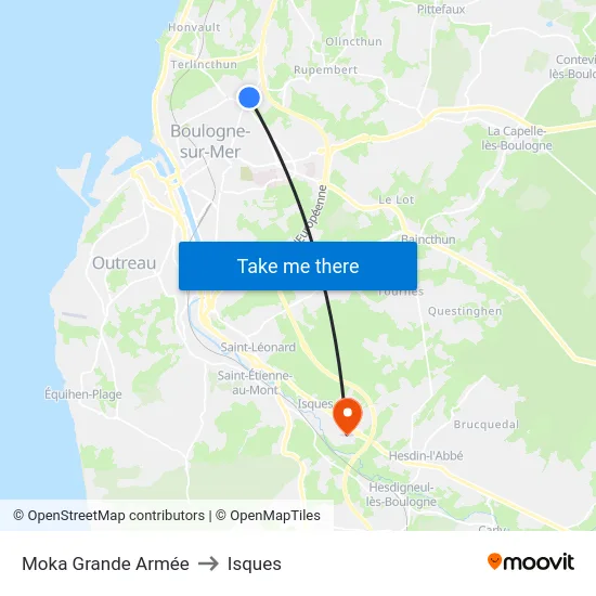 Moka Grande Armée to Isques map