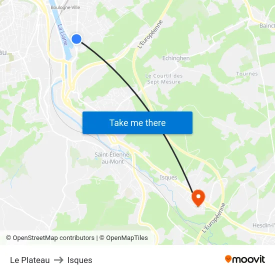 Le Plateau to Isques map