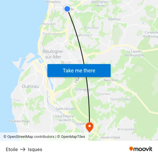 Etoile to Isques map