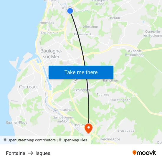 Fontaine to Isques map