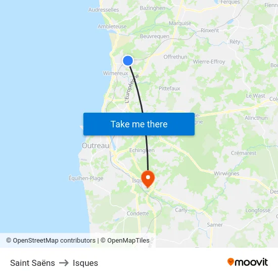 Saint Saëns to Isques map