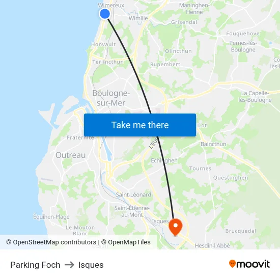 Parking Foch to Isques map