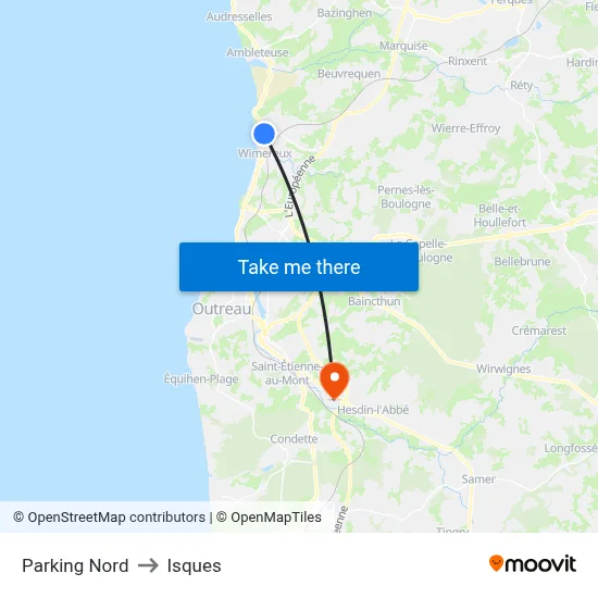 Parking Nord to Isques map