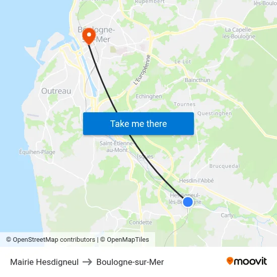 Mairie Hesdigneul to Boulogne-sur-Mer map