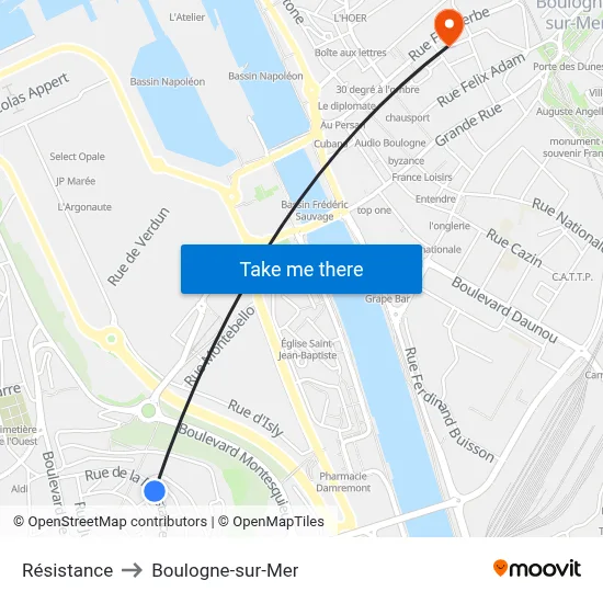 Résistance to Boulogne-sur-Mer map