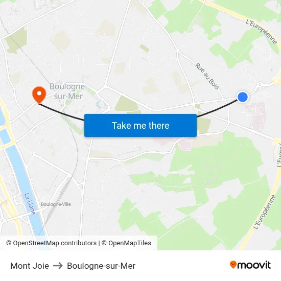 Mont Joie to Boulogne-sur-Mer map