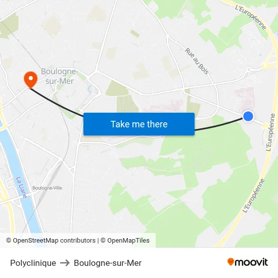 Polyclinique to Boulogne-sur-Mer map