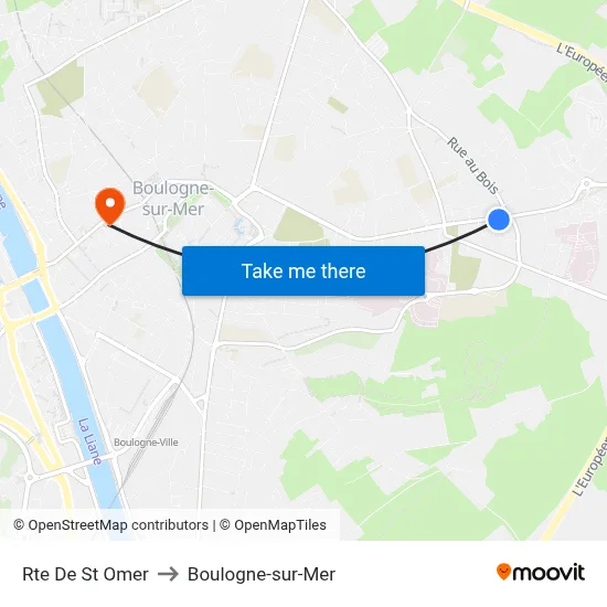 Rte De St Omer to Boulogne-sur-Mer map