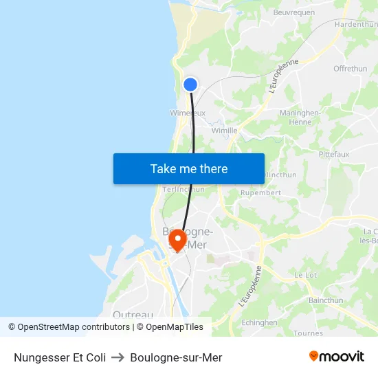 Nungesser Et Coli to Boulogne-sur-Mer map