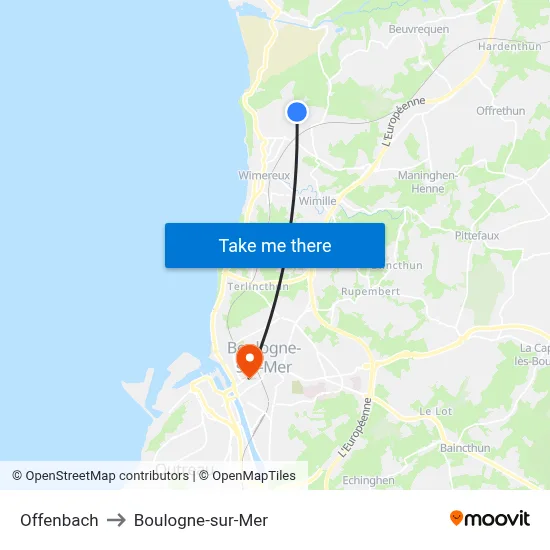 Offenbach to Boulogne-sur-Mer map