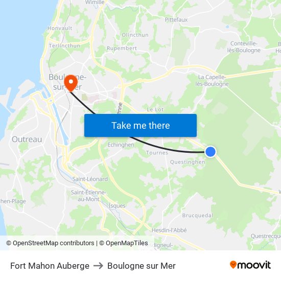 Fort Mahon Auberge to Boulogne sur Mer map