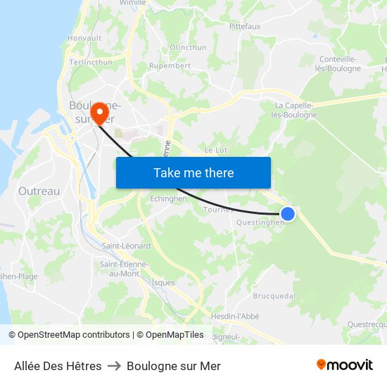 Allée Des Hêtres to Boulogne sur Mer map