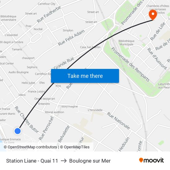 Station Liane - Quai 11 to Boulogne sur Mer map