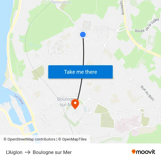 L’Aiglon to Boulogne sur Mer map