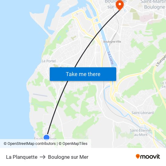 La Planquette to Boulogne sur Mer map