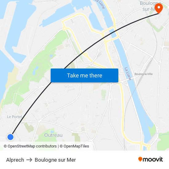 Alprech to Boulogne sur Mer map