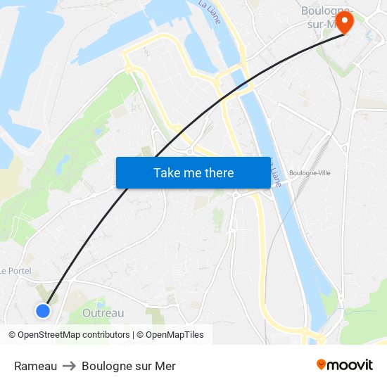 Rameau to Boulogne sur Mer map